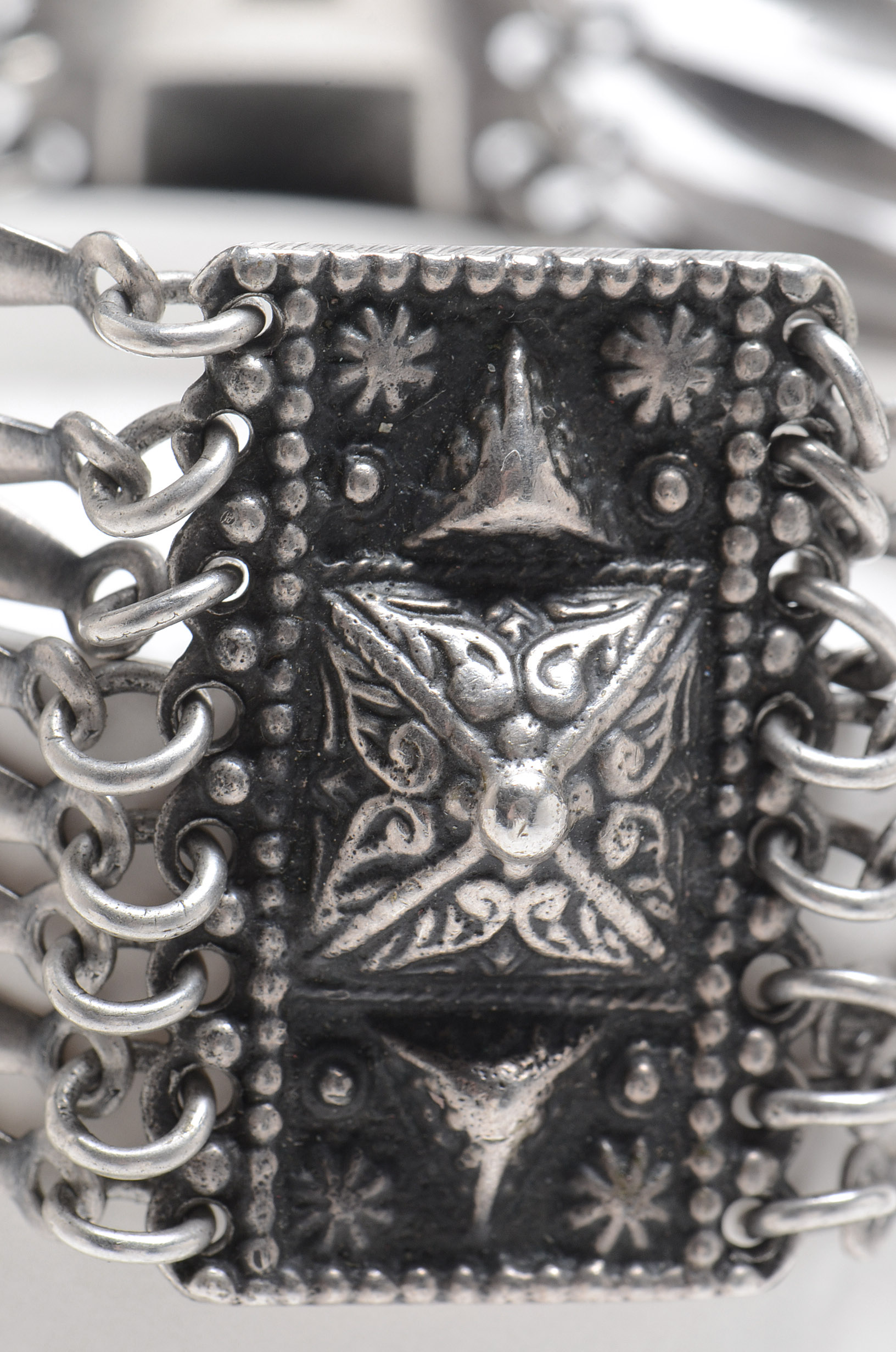 Mexican Style Sterling Silver Paneled Bracelet