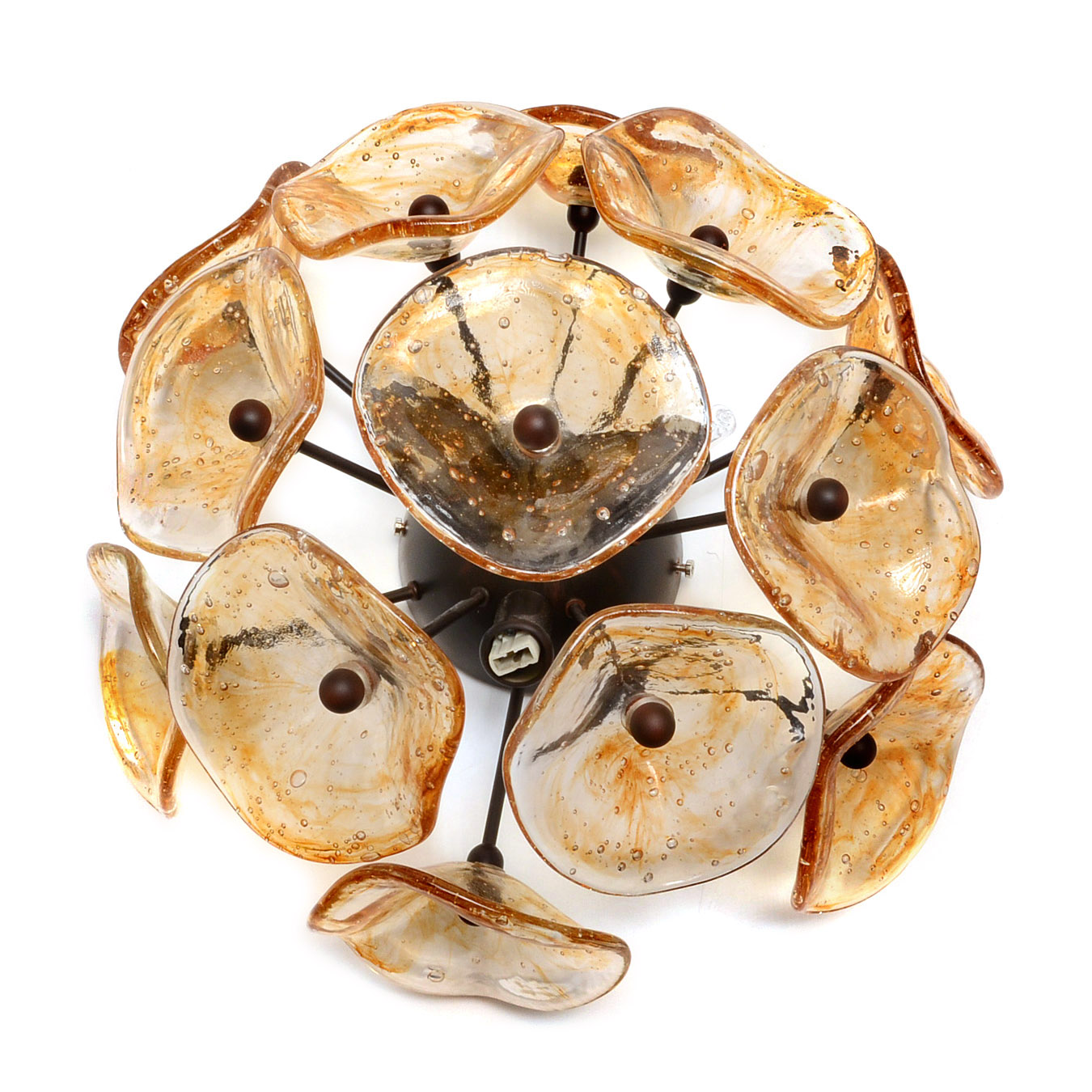 Hand-blown Amber Murano Glass Ceiling Light