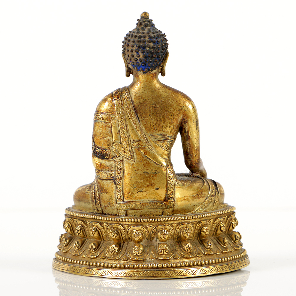 Finely Cast Sino-Tibetan Gautama Buddha Gilt Bronze