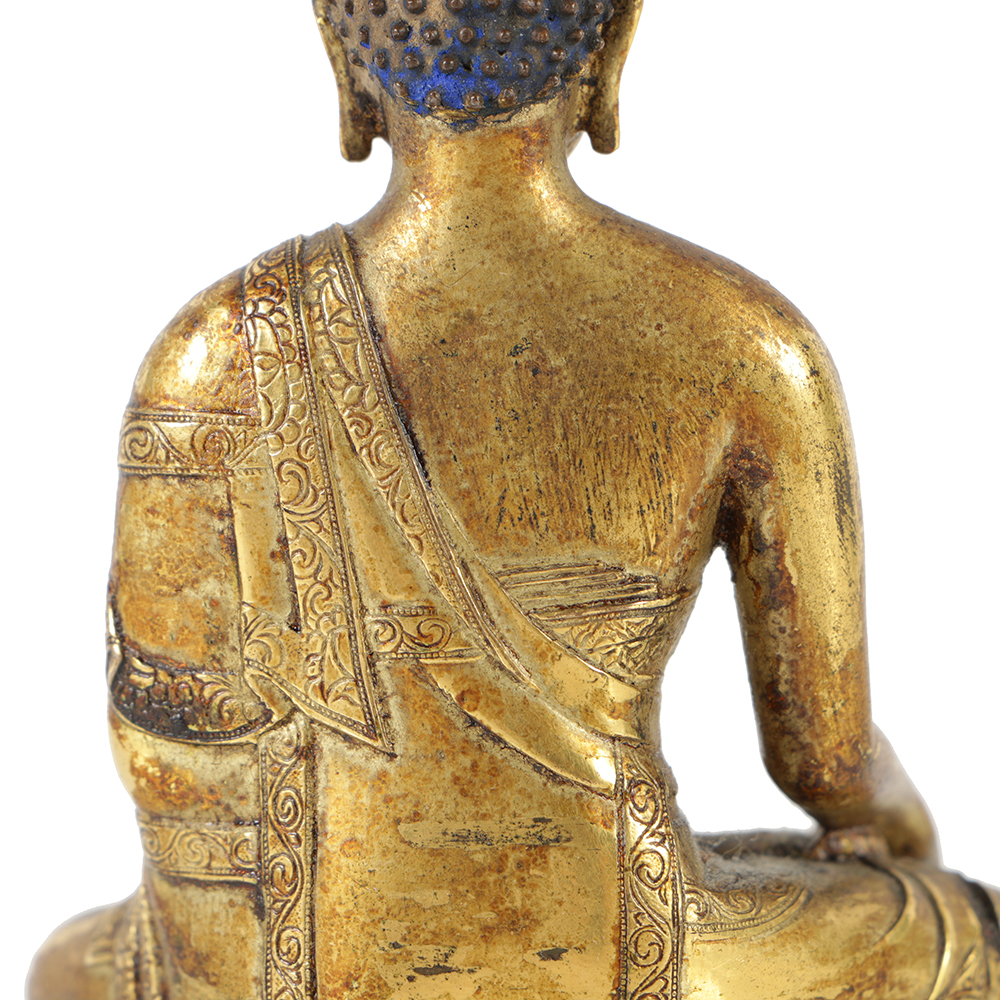 Finely Cast Sino-Tibetan Gautama Buddha Gilt Bronze