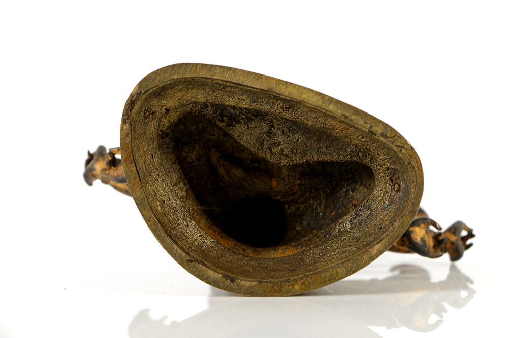 Tibetan Bronze of Three-Headed, Six-Armed Seated Bodhisattva