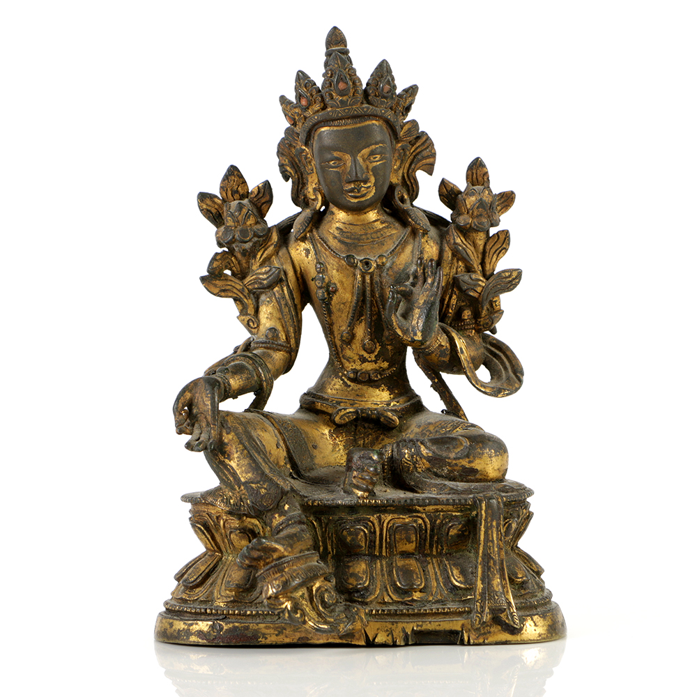 Tibetan Gilt Bronze Statue of the Green Tārā