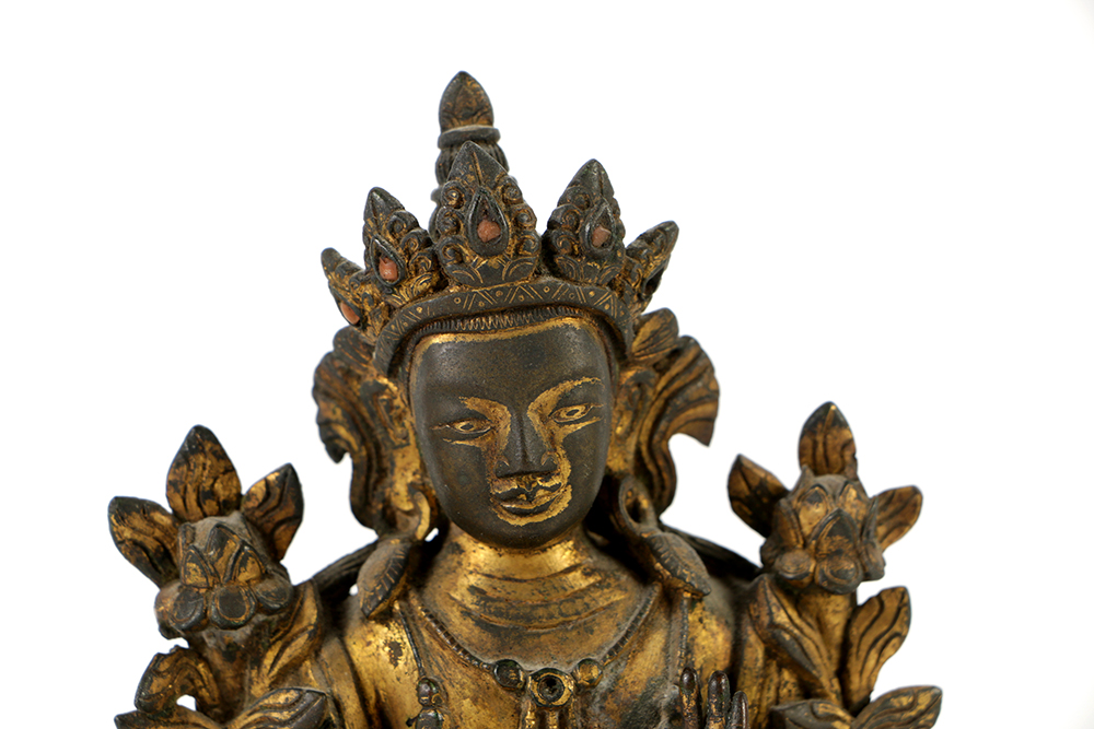 Tibetan Gilt Bronze Statue of the Green Tārā