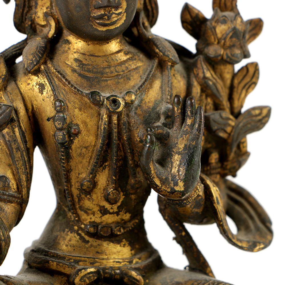 Tibetan Gilt Bronze Statue of the Green Tārā