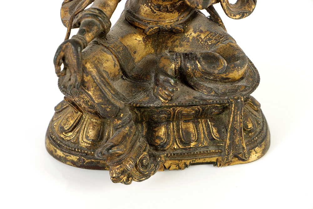 Tibetan Gilt Bronze Statue of the Green Tārā
