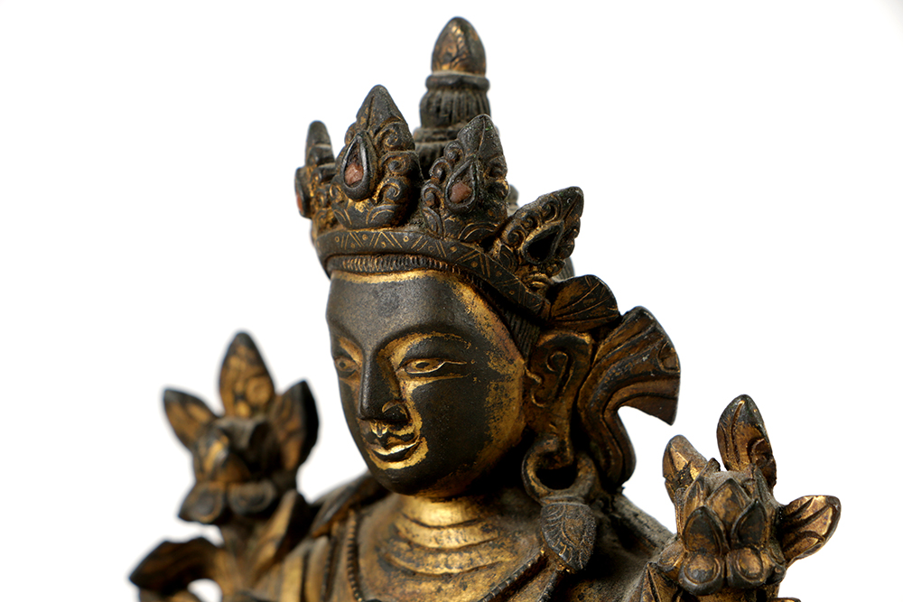 Tibetan Gilt Bronze Statue of the Green Tārā