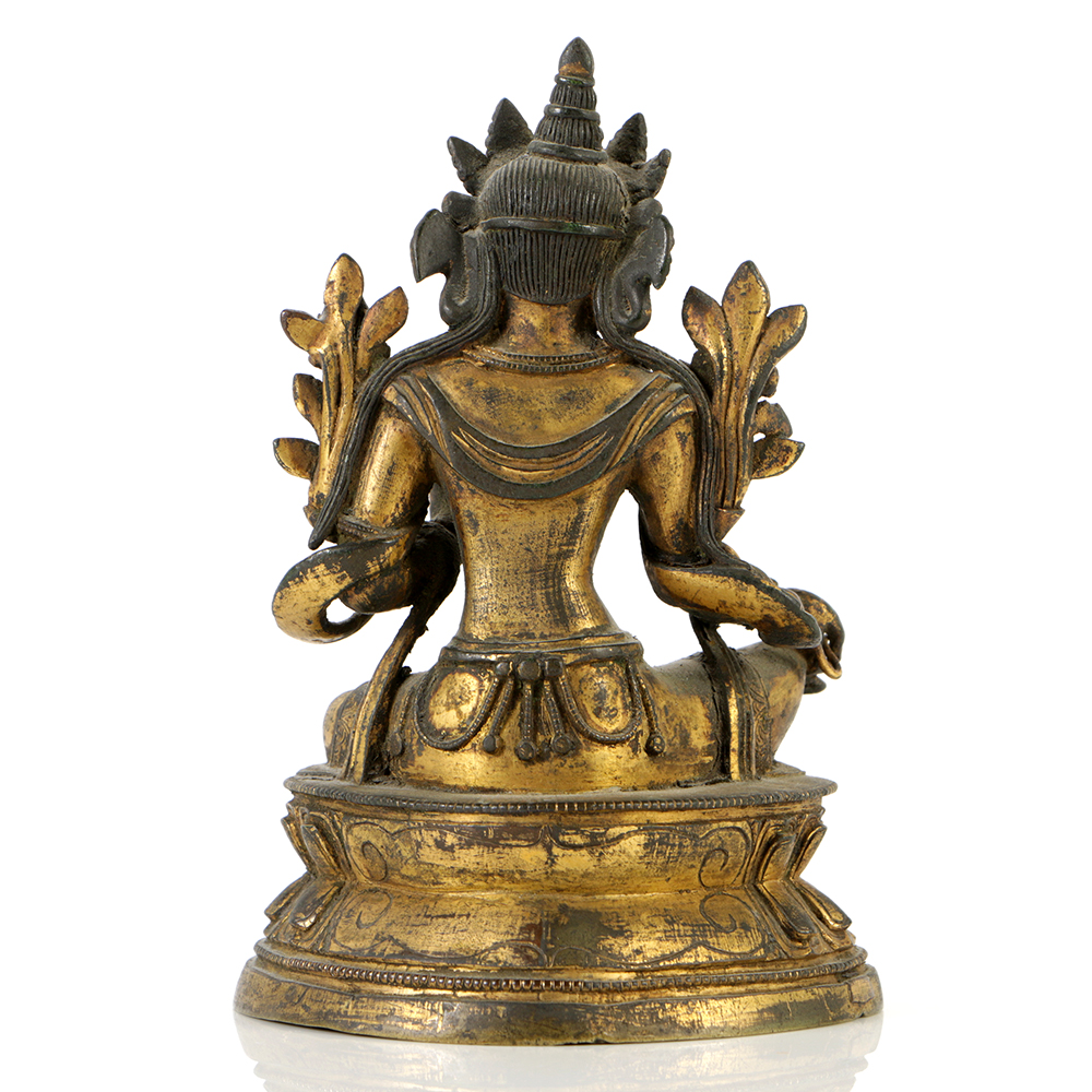 Tibetan Gilt Bronze Statue of the Green Tārā