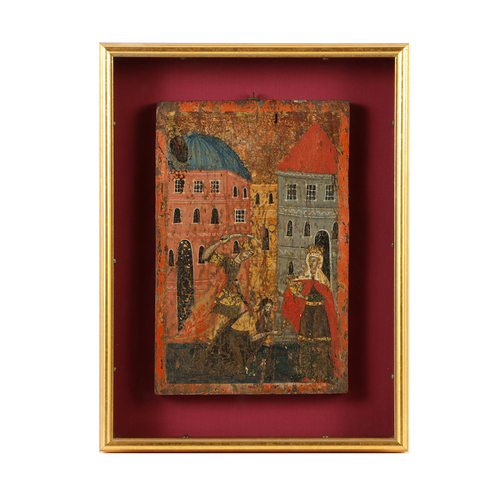 Russian Icon on Panel of the Decollation of St. John the Baptist