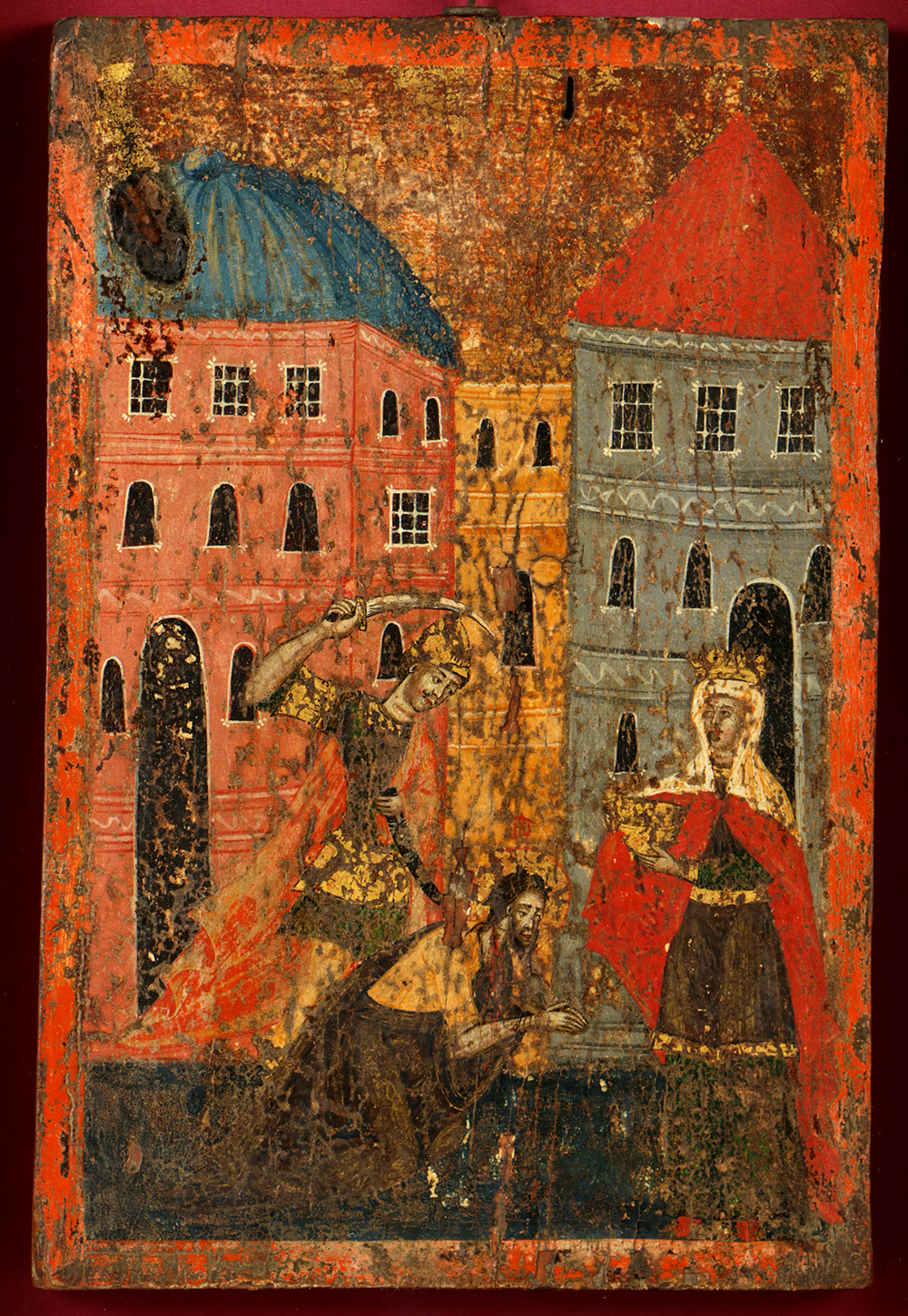 Russian Icon on Panel of the Decollation of St. John the Baptist