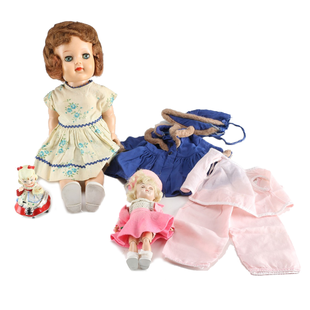 1954 "Saucy Walker" Ideal Doll, Ginny Doll, and Doll Bell