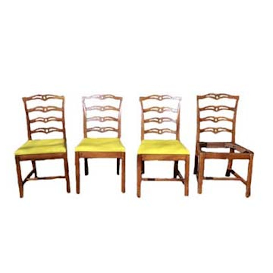 Vintage Chippendale Style Ribbon Back Side Chairs