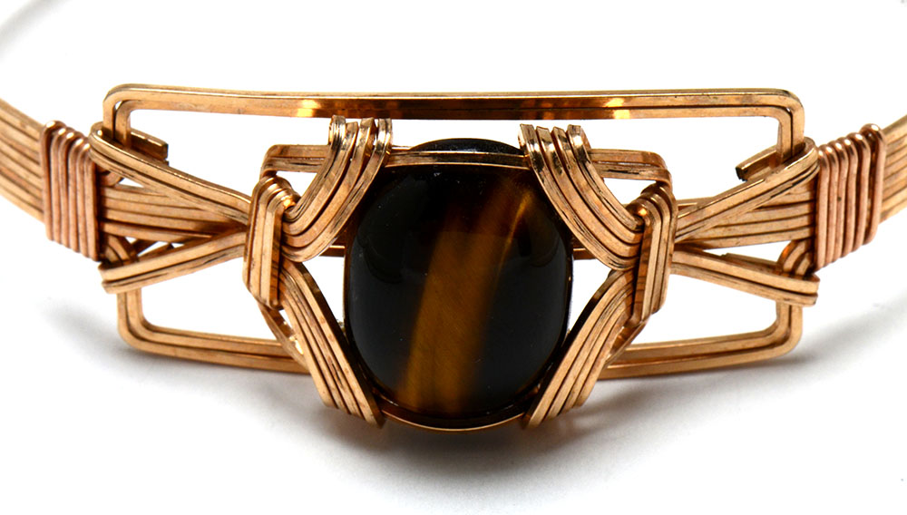 Gold Filled Wire Wrapped Tiger's Eye Bracelet