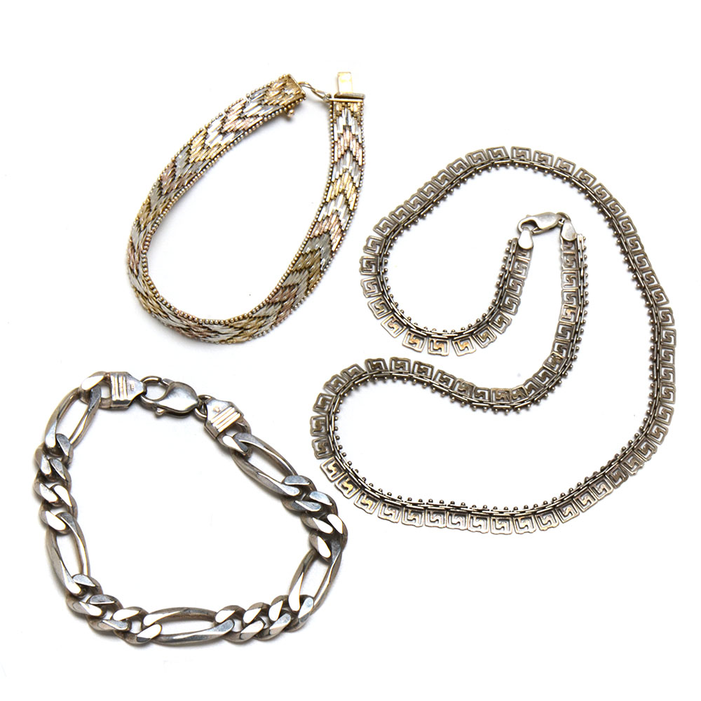 Sterling Silver Necklace and Bracelets