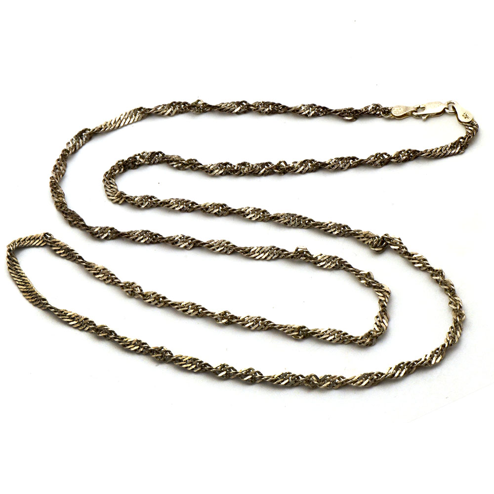 Three Sterling Silver Linked Bracelets and Necklace