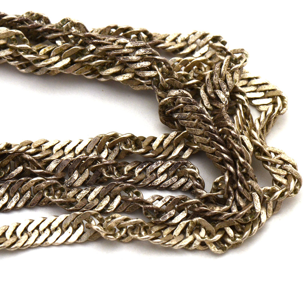 Three Sterling Silver Linked Bracelets and Necklace