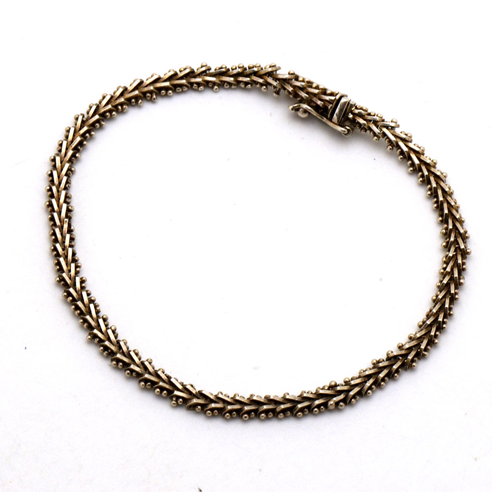 Three Sterling Silver Linked Bracelets and Necklace