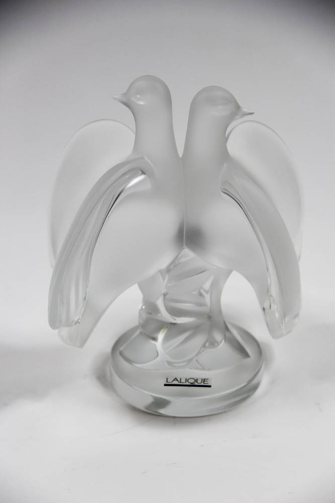 Lalique Lovebirds Crystal Figurine