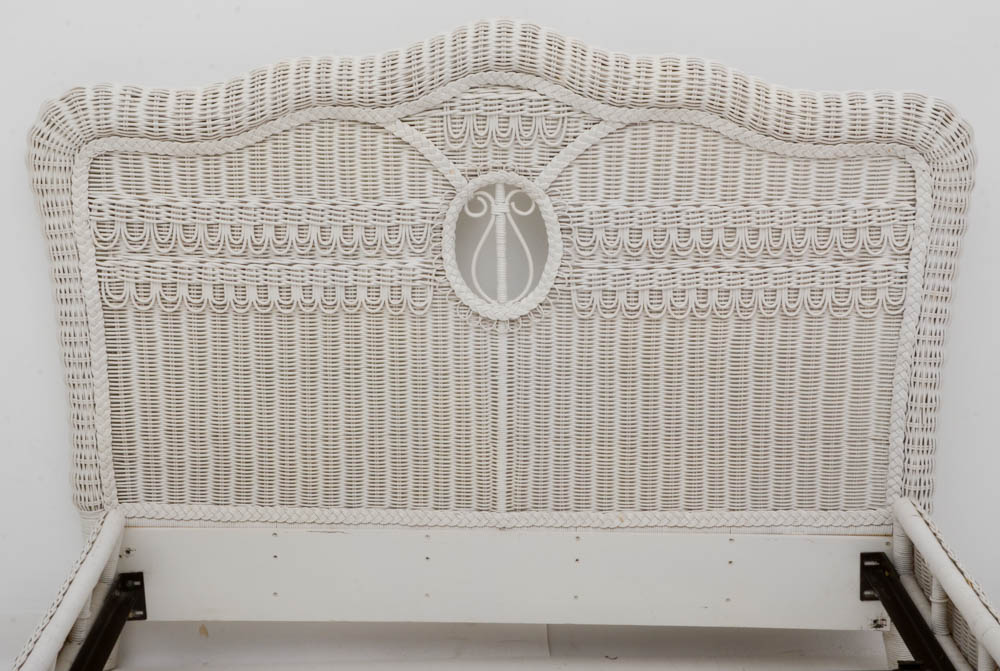 Ralph Lauren White Wicker Queen-Size Bed Frame