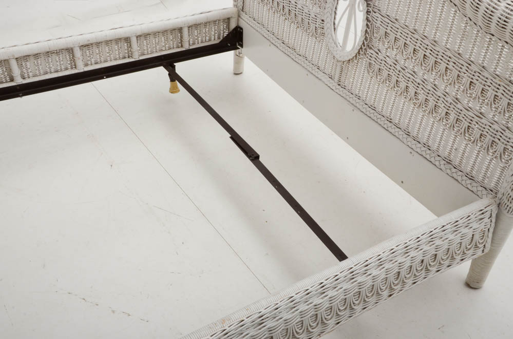 Ralph Lauren White Wicker Queen-Size Bed Frame