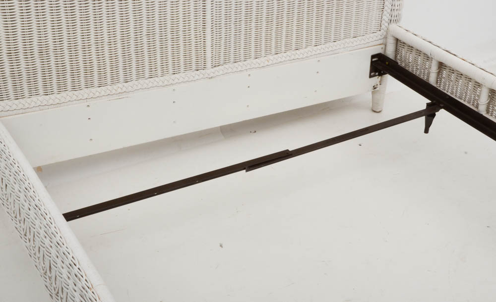 Ralph Lauren White Wicker Queen-Size Bed Frame