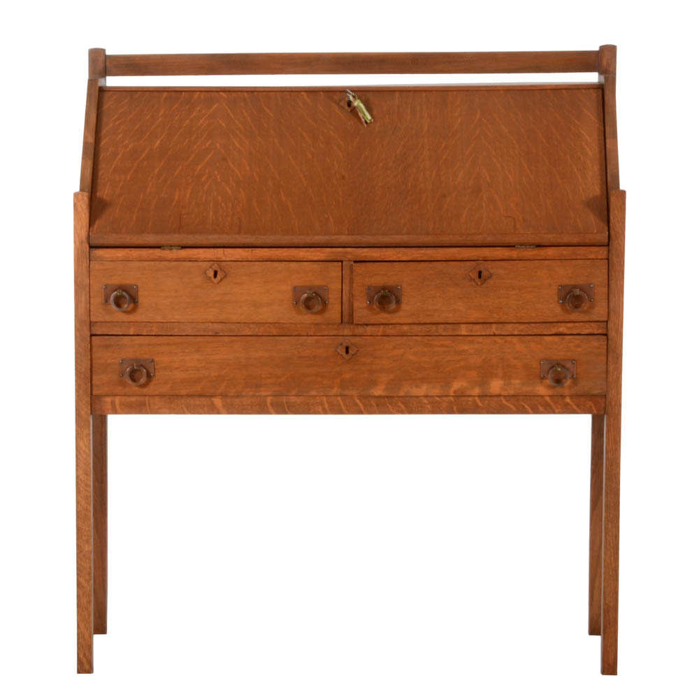 Cron-Kills Co. Arts and Crafts Style Oak Slant Front Desk