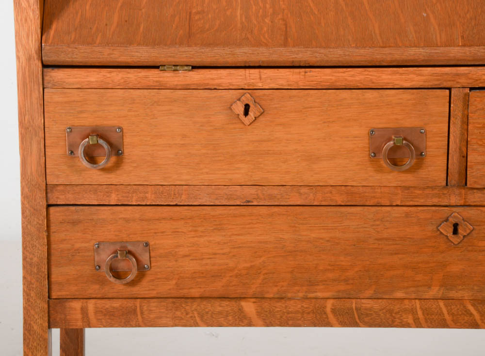 Cron-Kills Co. Arts and Crafts Style Oak Slant Front Desk