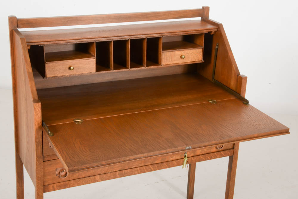 Cron-Kills Co. Arts and Crafts Style Oak Slant Front Desk