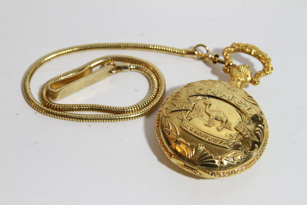 Joe "Camel" 80th Anniversary Pocket Watch and Deep Blue Glass Ash Tray