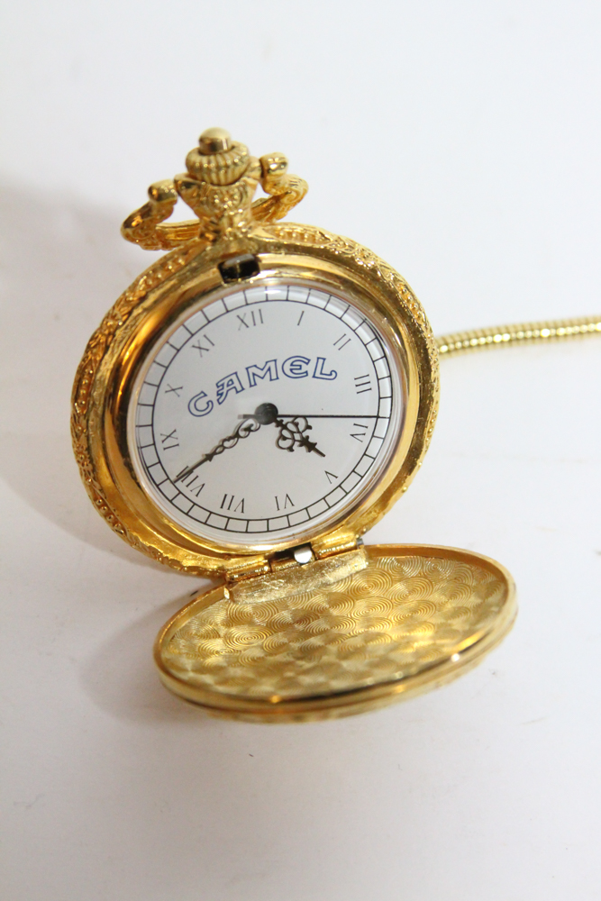 Joe "Camel" 80th Anniversary Pocket Watch and Deep Blue Glass Ash Tray