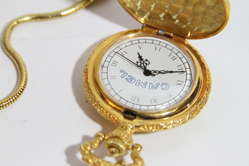 Joe "Camel" 80th Anniversary Pocket Watch and Deep Blue Glass Ash Tray