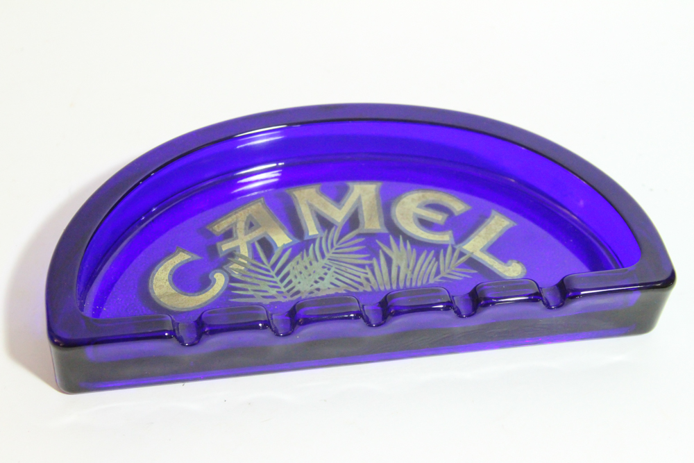 Joe "Camel" 80th Anniversary Pocket Watch and Deep Blue Glass Ash Tray