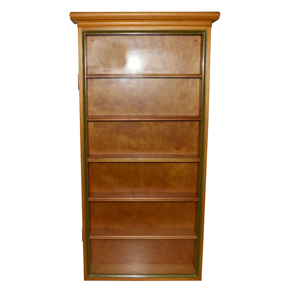 Glass Front Oak Wall Display Cabinet