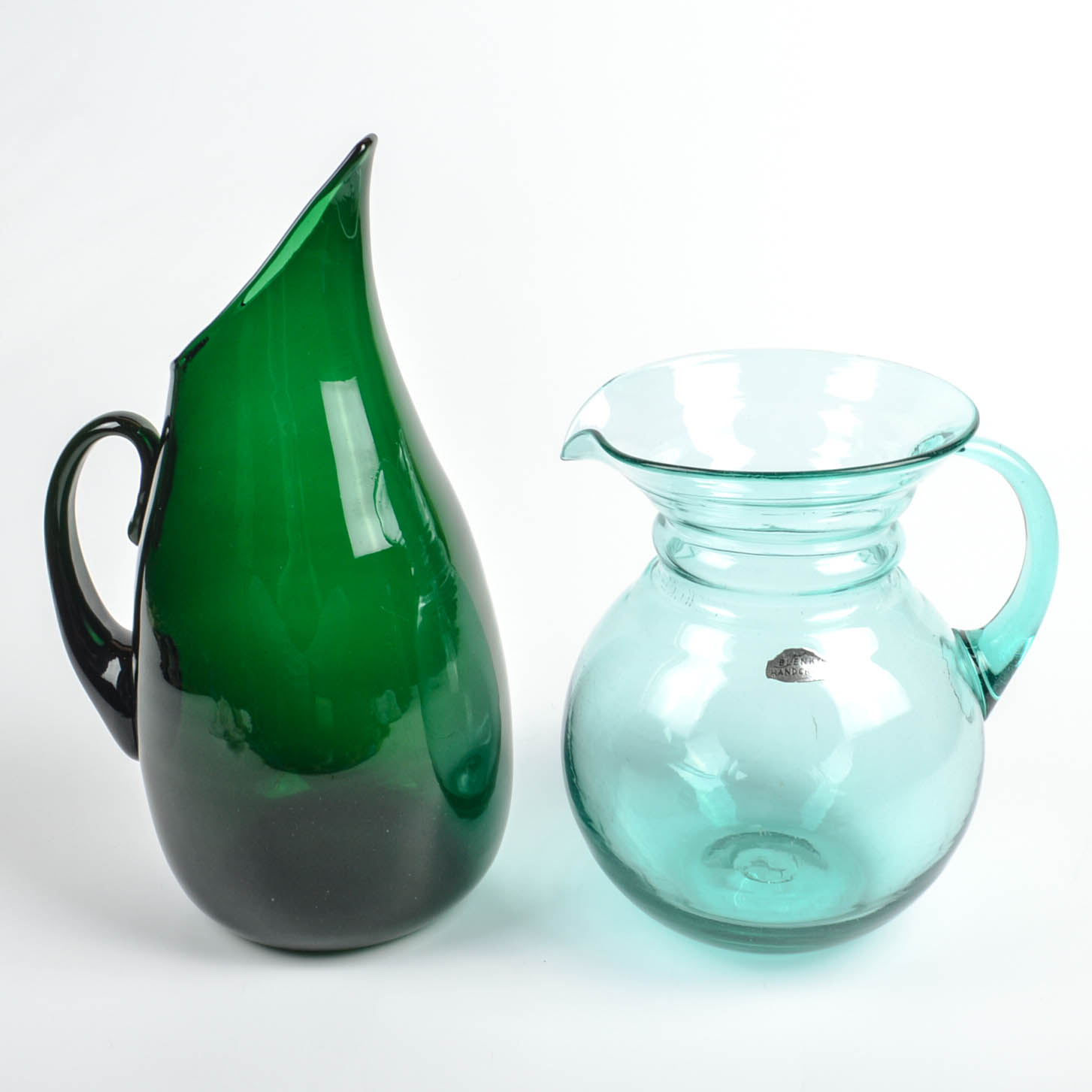 Two Vintage Blenko Glass Pitchers