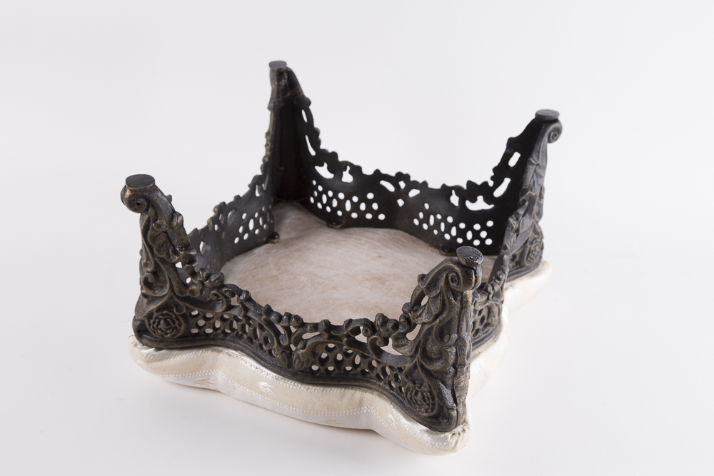 Iron Footstool with Cream Cushion