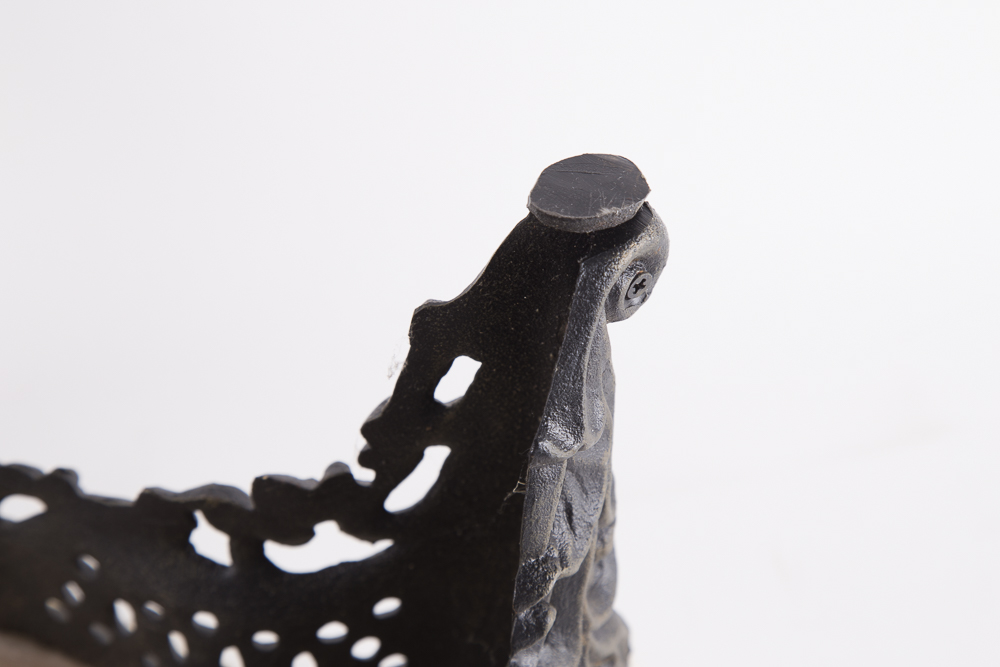 Iron Footstool with Cream Cushion