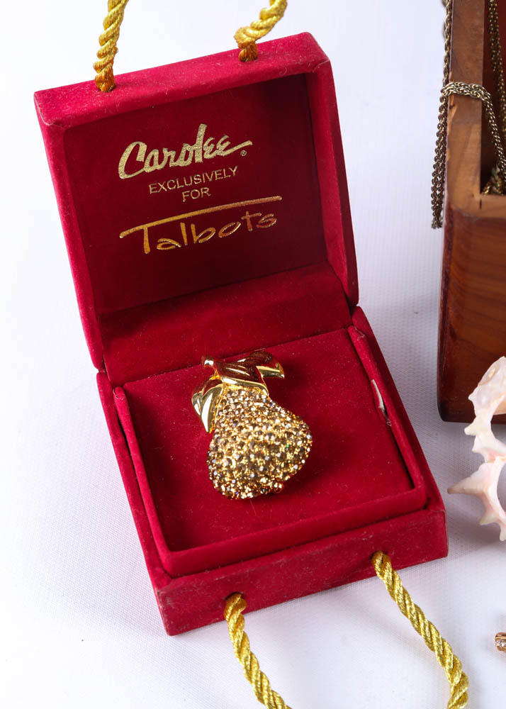 Vintage Lane Jewelry Chest of Gold Tone Costume Jewelry