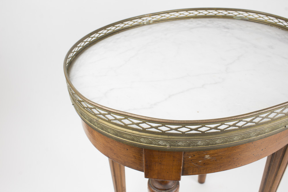 Louis XVI Style Marble Top Bouillotte Table
