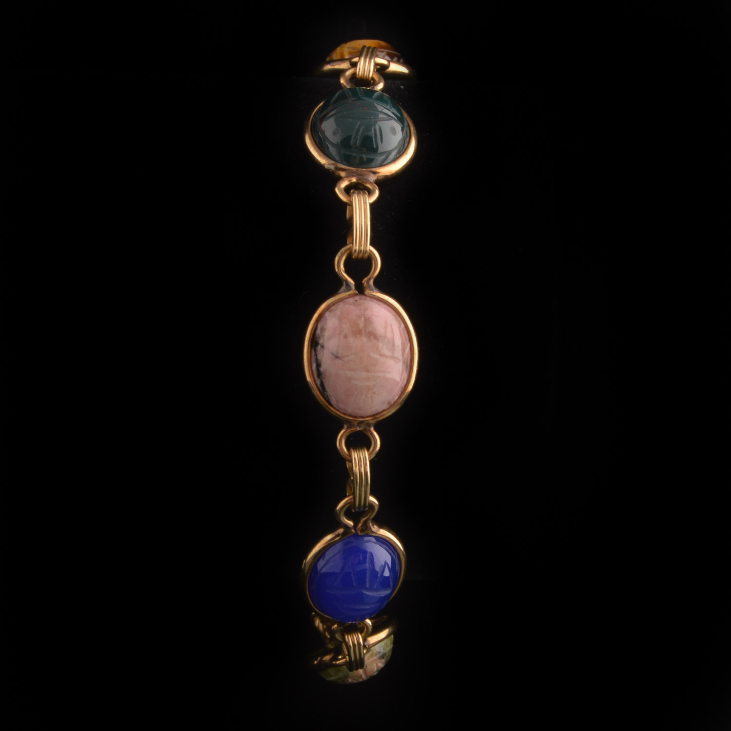 12K Gold Filled Scarab Cabochon Bracelet