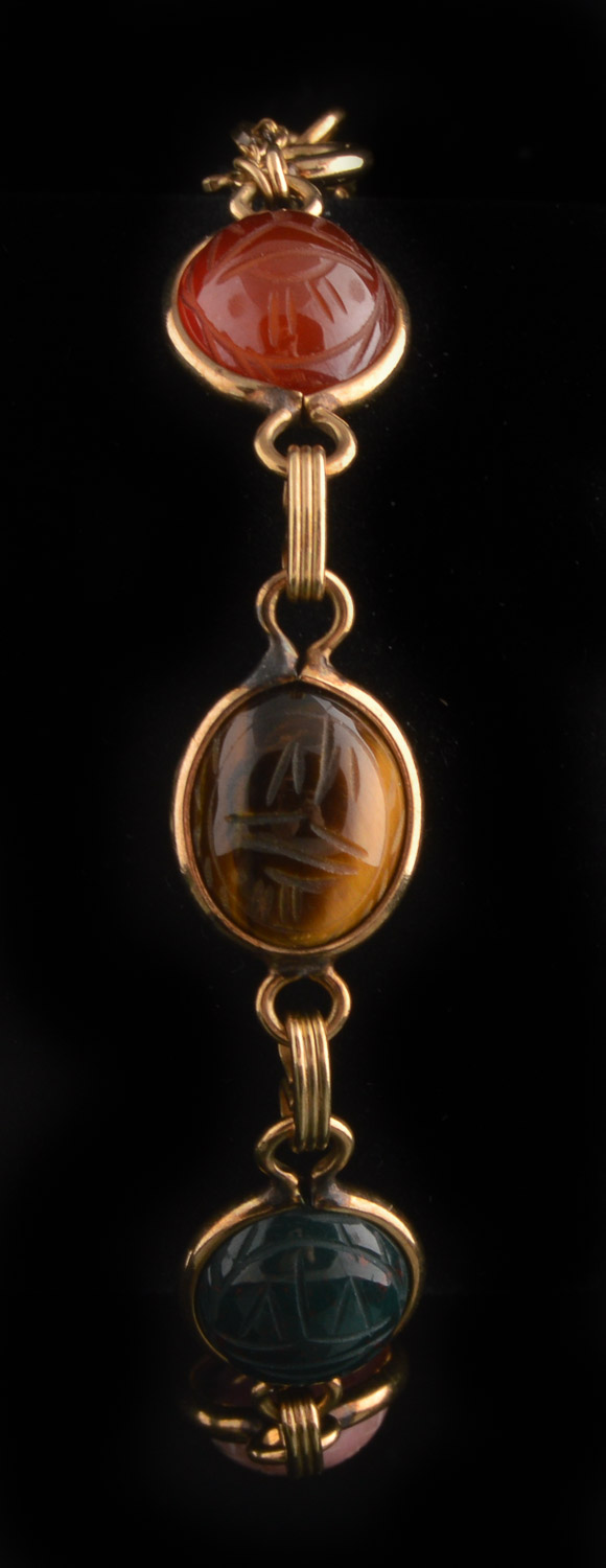 12K Gold Filled Scarab Cabochon Bracelet