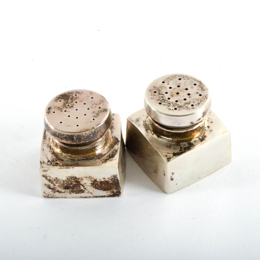 B & M Sterling Silver Reproduction George Washington Salt and Pepper Shakers