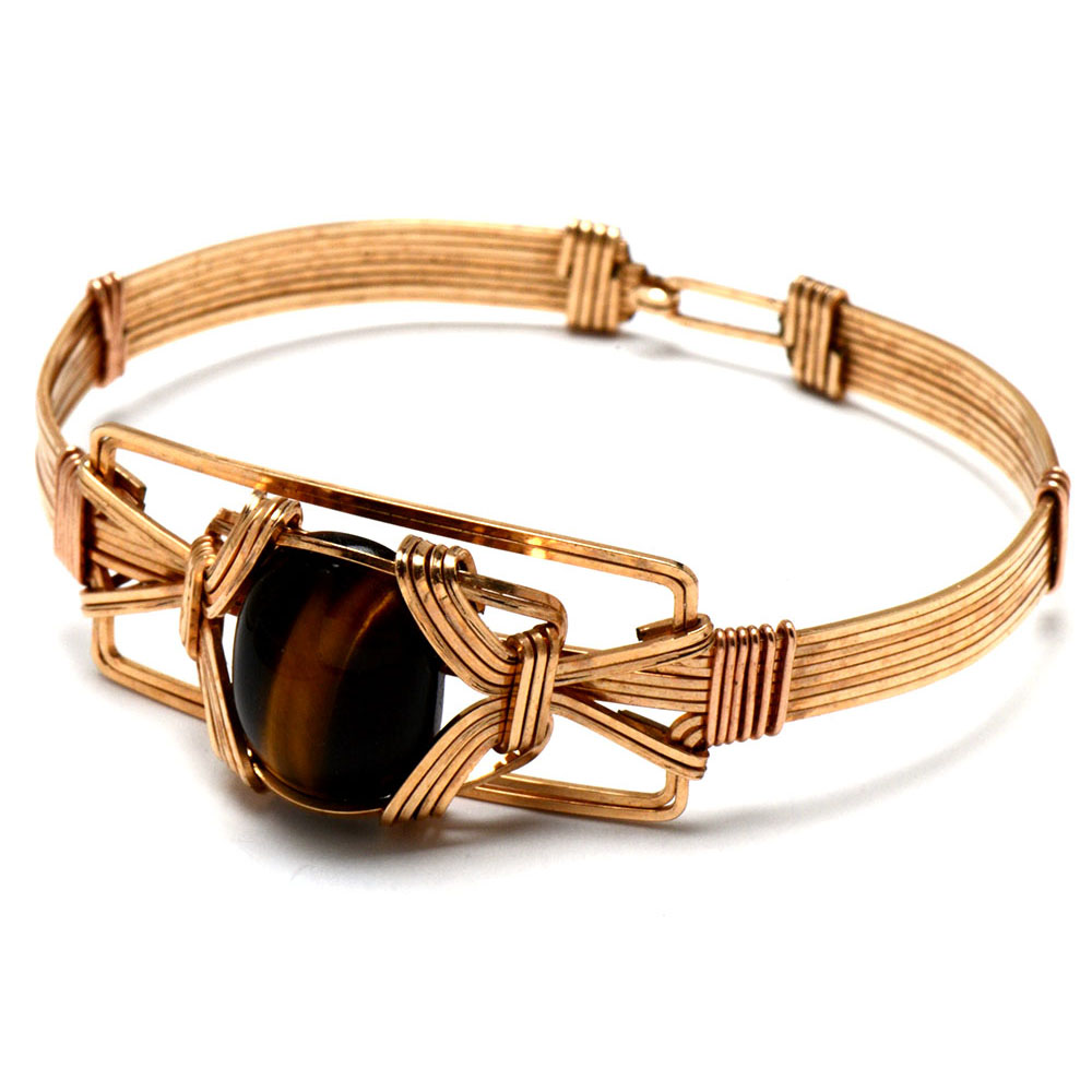 Gold Filled Wire Wrapped Tiger's Eye Bracelet