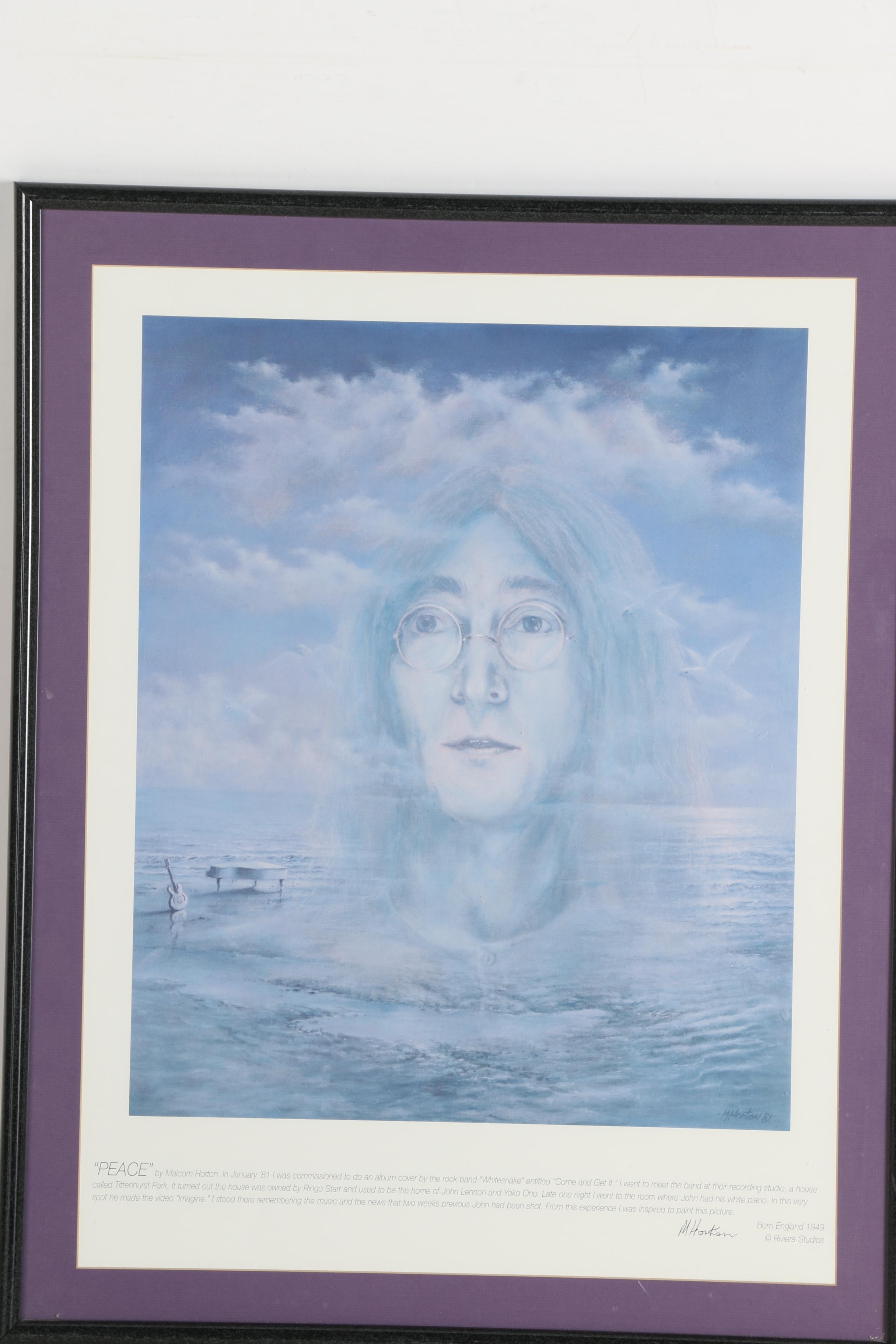 Malcolm Horton Offset Lithograph of John Lennon with Quote