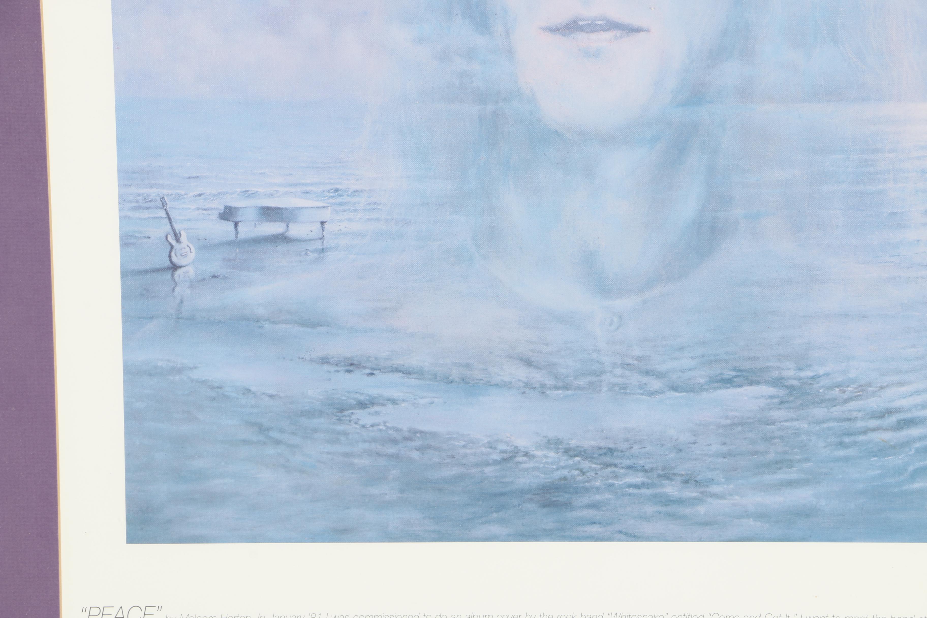 Malcolm Horton Offset Lithograph of John Lennon with Quote