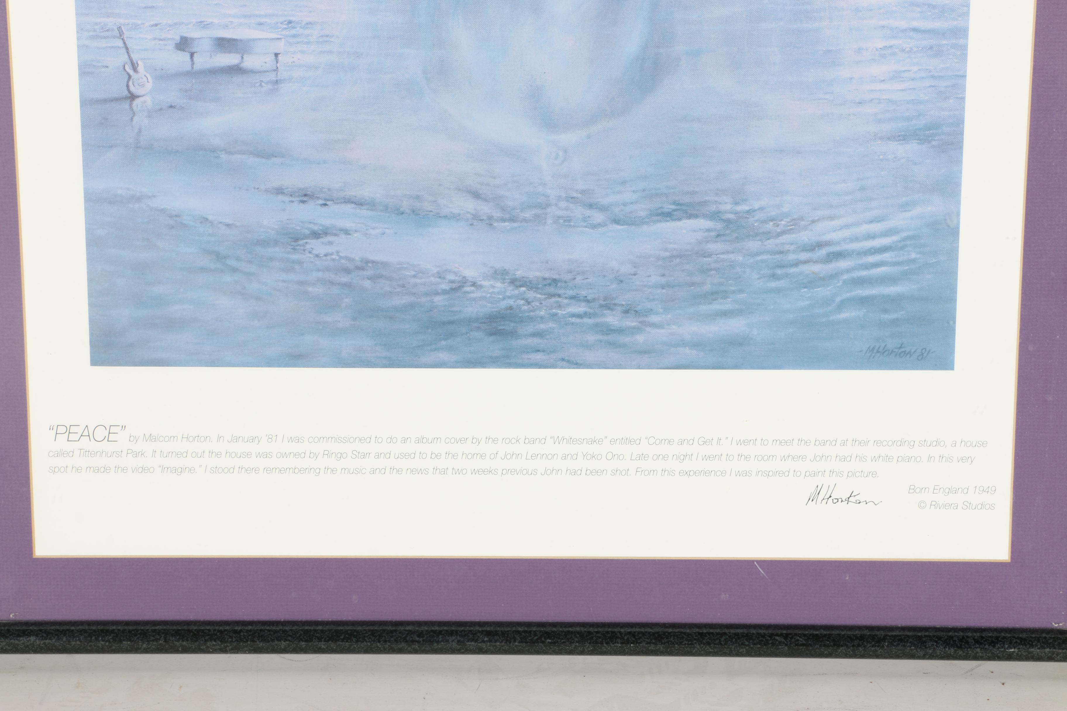 Malcolm Horton Offset Lithograph of John Lennon with Quote