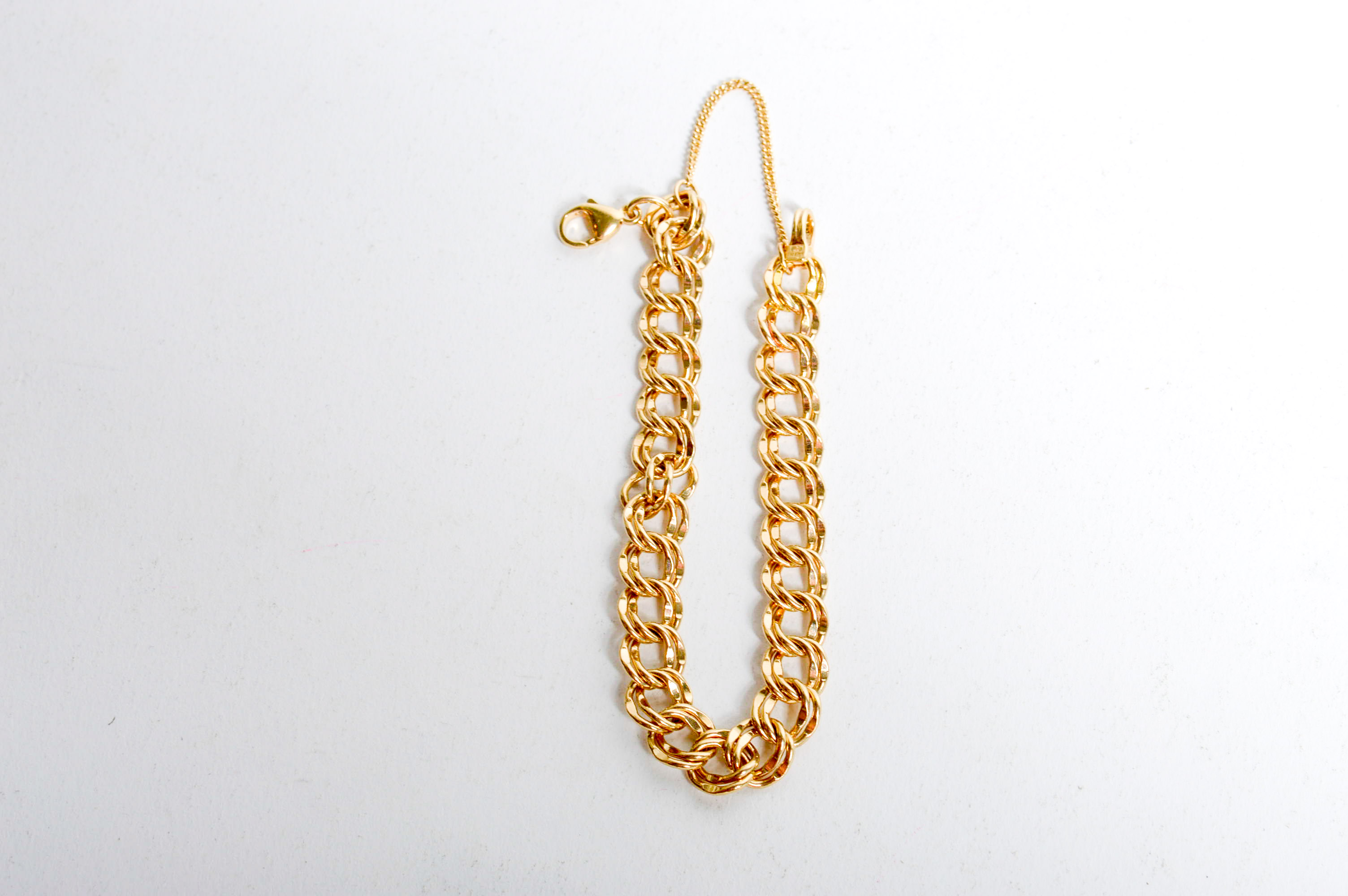 Retired James Avery 14K Yellow Gold Double Curb Link Bracelet