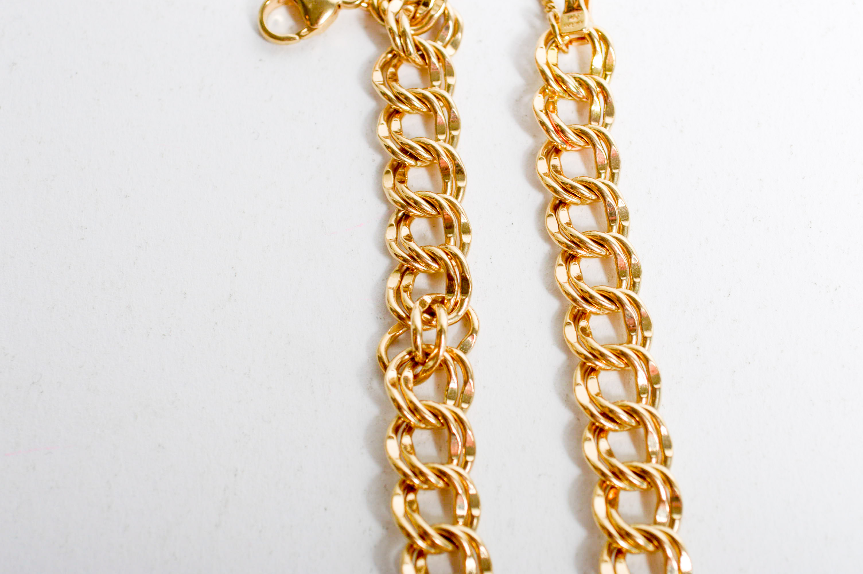 Retired James Avery 14K Yellow Gold Double Curb Link Bracelet