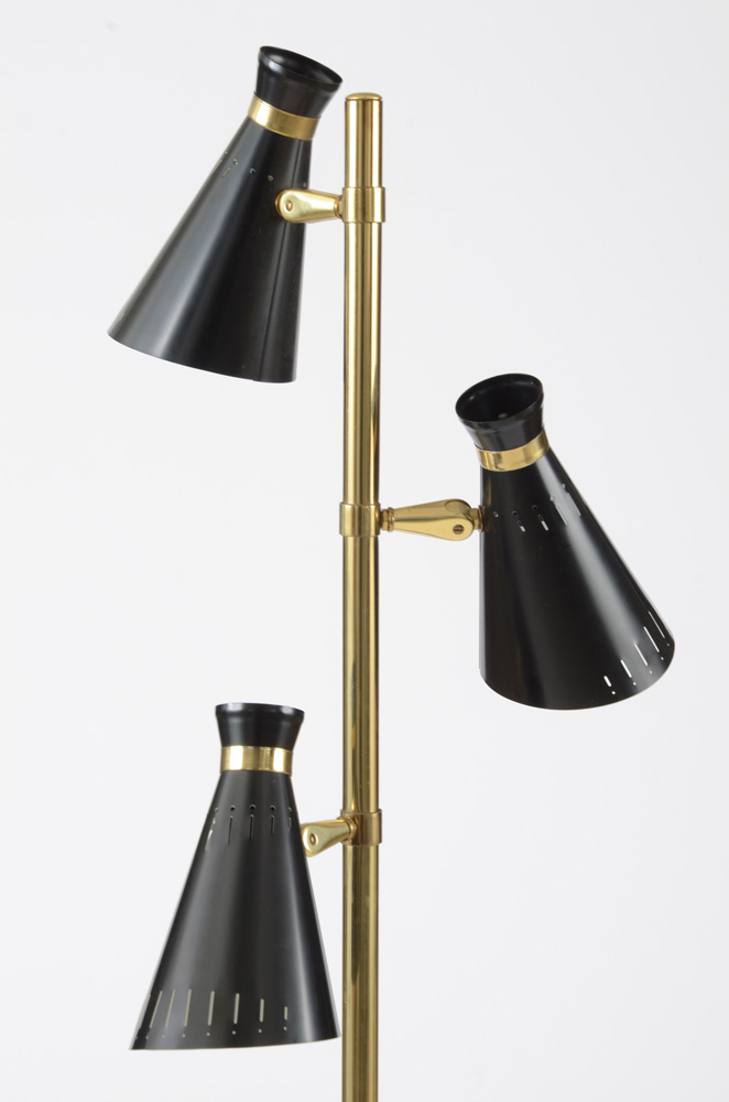 Vintage 1950s Three-Light Floor Pole Lamp