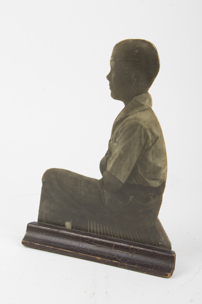 Vintage Photograph With Wood Backing Depicting Young Boy