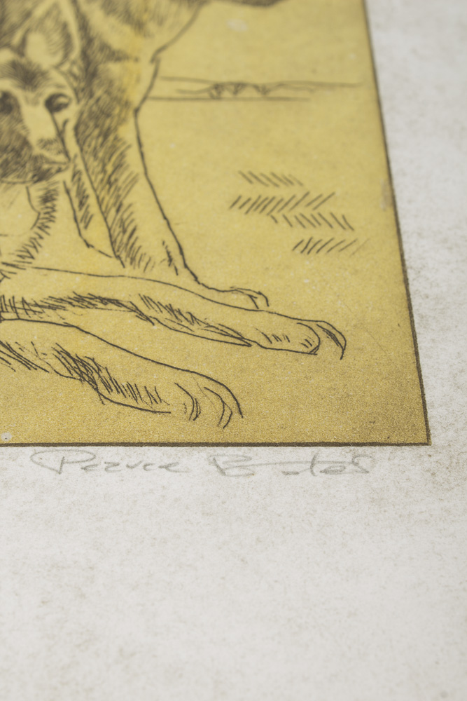 Pearce Bates Signed Limited Edition Wood Block Print of Two German Shepherds