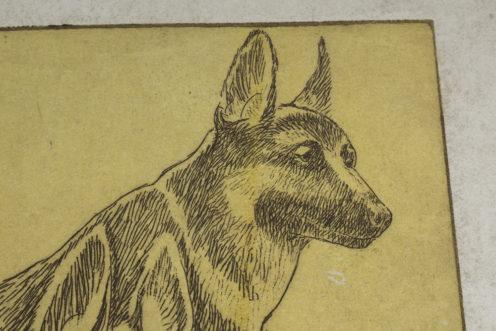 Pearce Bates Signed Limited Edition Wood Block Print of Two German Shepherds